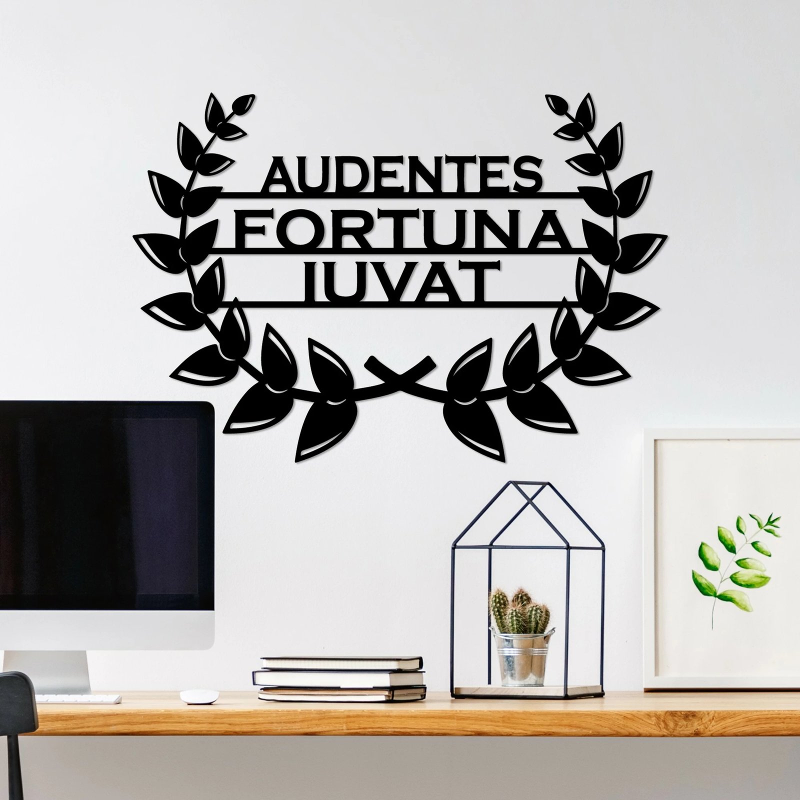 Aksesor dekorativ metalik për mur, Wallity Audaces Fortuna 3, ngjyrë e zezë, 56x39cm