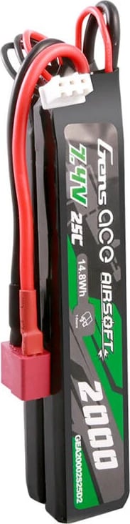 Bateri LiPo Gens ace GEA20002S25D2 për Airsoft, 2000mAh, 7.4V, Mini Deans Plug, e zezë