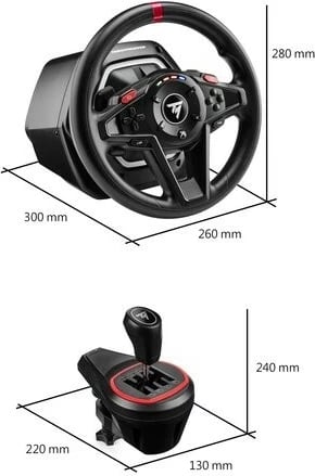 Set timon lojërash, Thrustmaster T128 Shifter Pack 4460267, 900° Force Feedback, me pedale dhe shifter, PC/Xbox, me kabllo, e zezë