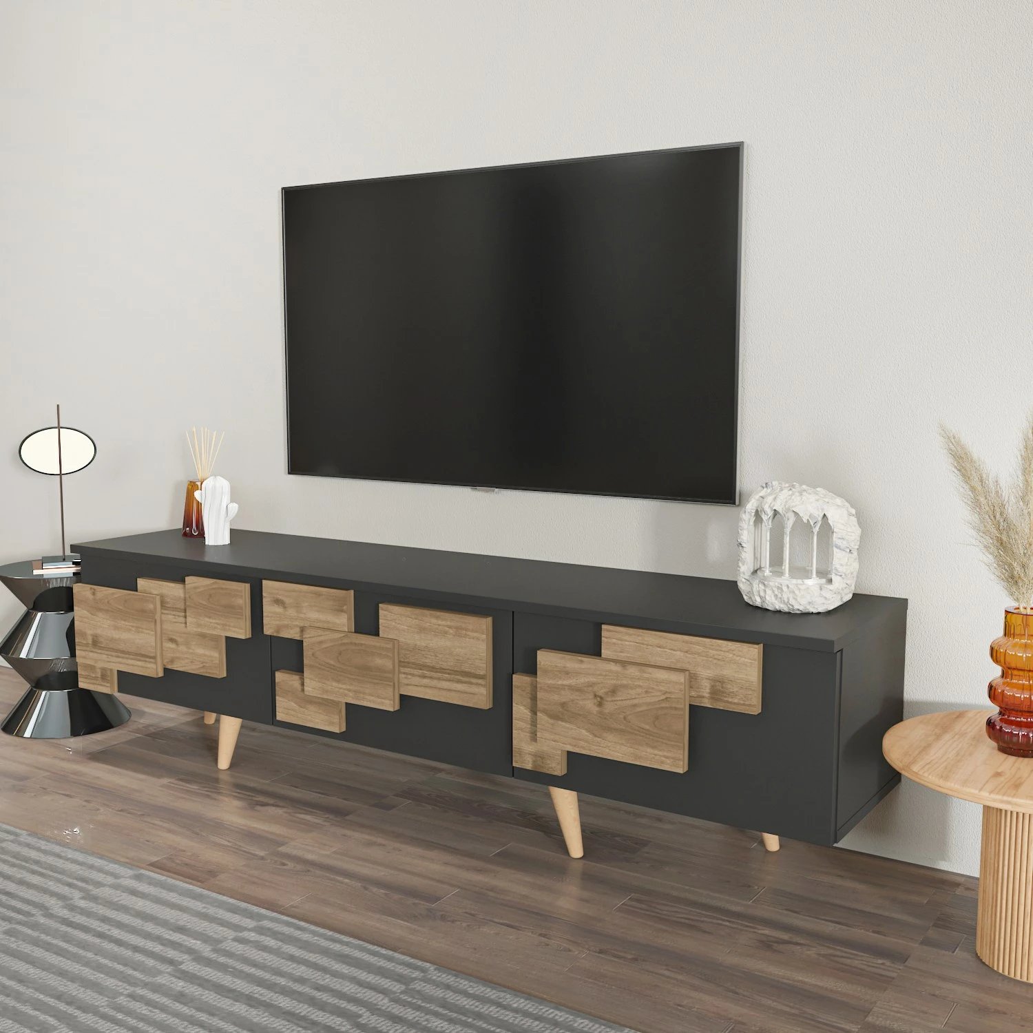 Komodë TV Hanah Home, 3 D, anthracite, walnut