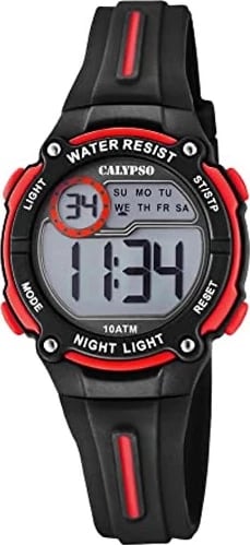 Orë dore sportive CALYPSO K6068/6, e zezë me të kuqe