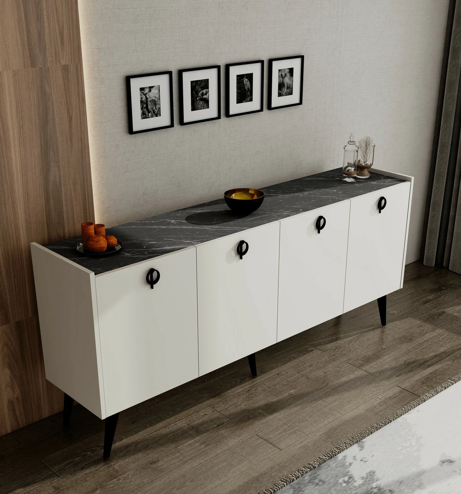 Konsol Skye Decor, ngjyrë e bardhë, Ay Tasi Kaya