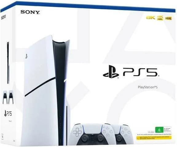 Konsolë Sony PS5 Slim 1TB me 2 DualSense, bardhë