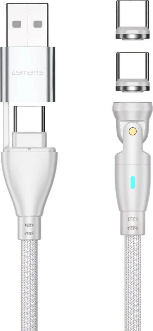 Kabllo USB C 4smarts 541236, 1.8m, adapter USB A, karikim i shpejtë, bardhë Kabllo USB C 4smarts 541236, 1.8m, adapter USB A, karikim i shpejtë, bardhë