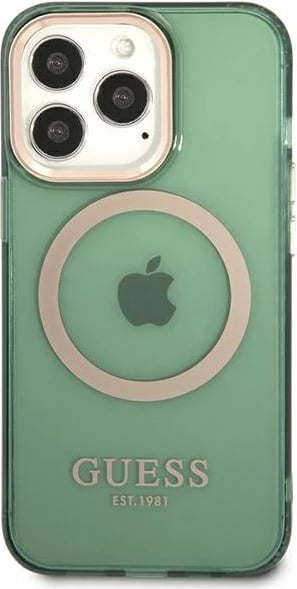 Mbështjellës Guess GUHMP13LHTCMA për iPhone 13 Pro/13 6.1", MagSafe, i fortë, Gjelbër