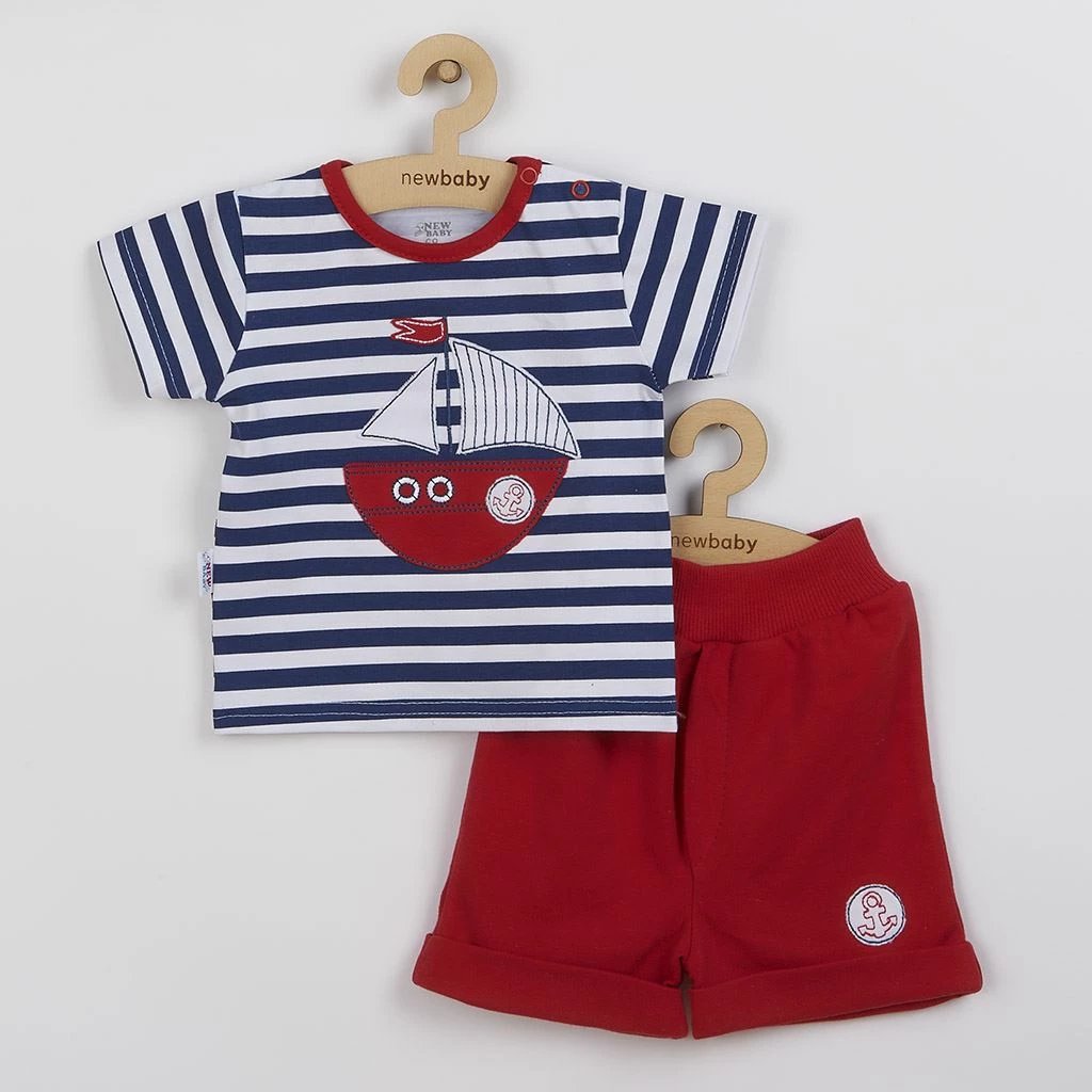 Set 2-copësh bebe, NEW BABY Marine, T-shirt + pantallona të shkurtra, 100% pambuk, madhësia 62 (3-6m), blu