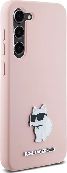 Mbështjellës Karl Lagerfeld Silicone Choupette Metal Pin për Samsung Galaxy S24+, Rozë