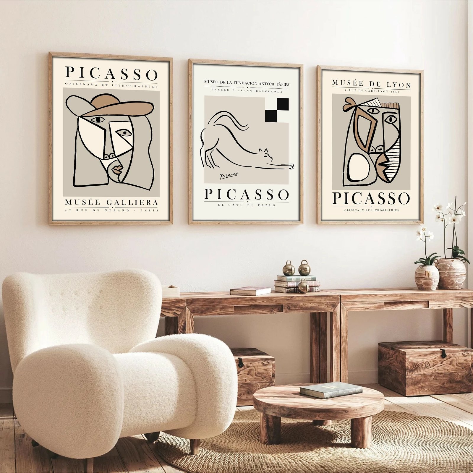 Pikturë dekorative me kornizë MDF (3 copë), Wallity, Huhu254, 50x35cm