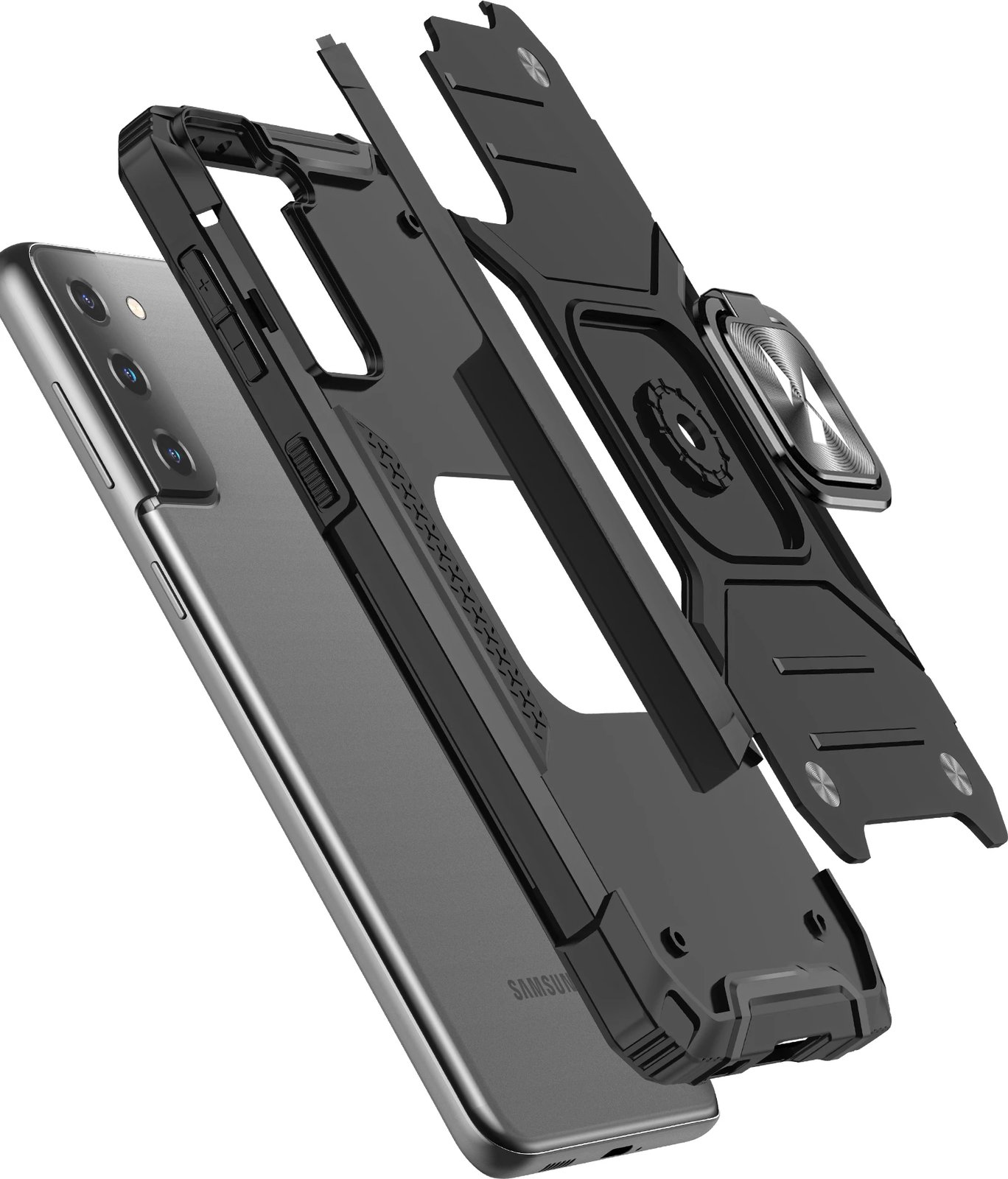 Mbështjellës Wozinsky Ring Armor për Samsung Galaxy S22 Ultra, me mbajtëse gishti dhe stand, Rozë