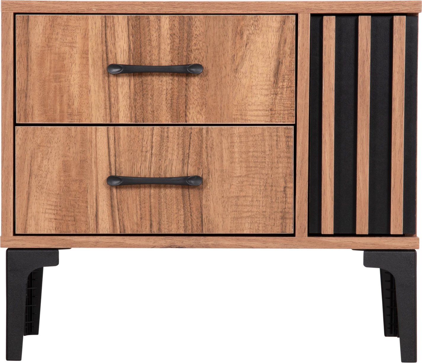 Komodinë nate HARRY FH2487.01 melaminë ngjyrë druri natyral-e zezë 55x43x48Hcm.