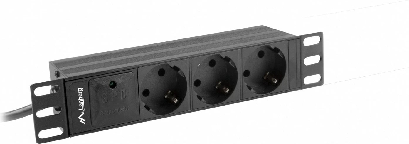 Listë energjie rack Lanberg PDU-03F-0200-IEC-BK, 3x Schuko, 1U, 2m, e zezë