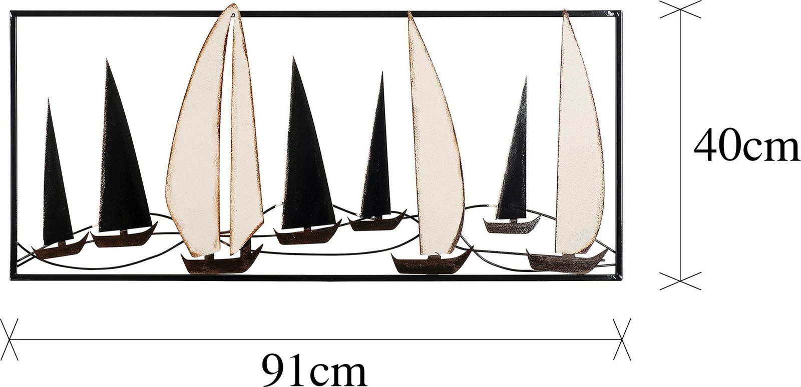 Aksesor dekorativ metalik për mur, Wallity, Yelkenli, shumëngjyrësh, 40x91x5cm