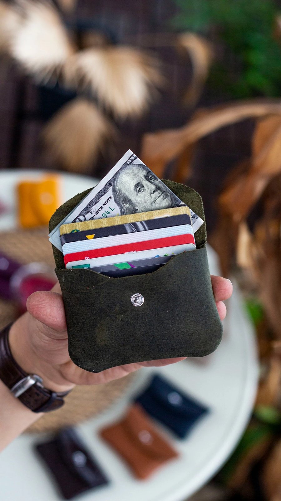 Mbajtës kartelash prej lëkure, ngjyrë e gjelbër, Zoozie Bags Murcia