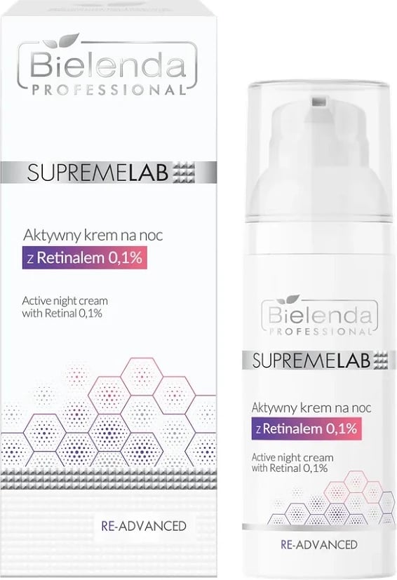 Krem nate për fytyrë Bielenda Professional SupremeLab Re-Advanced Active Night Cream me Retinal për femra, 50ml