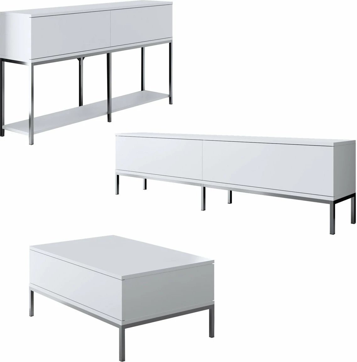 Set mobiljesh për dhomë dite, Hanah Home, Lord, e bardhë, argjend