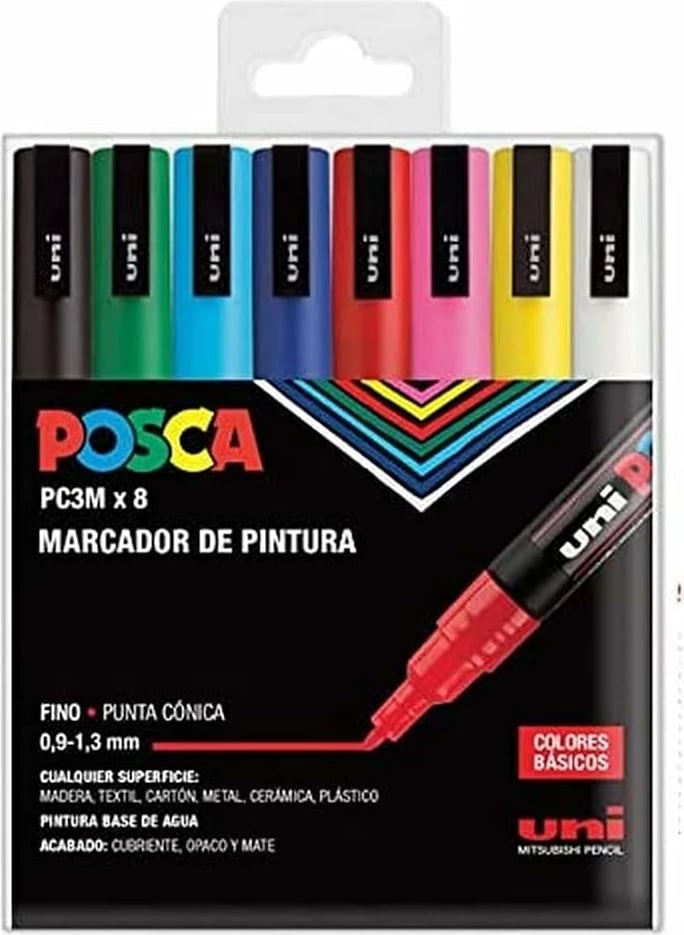 Set marker Uni-POSCA pc-3m Basic Colors 8/1
