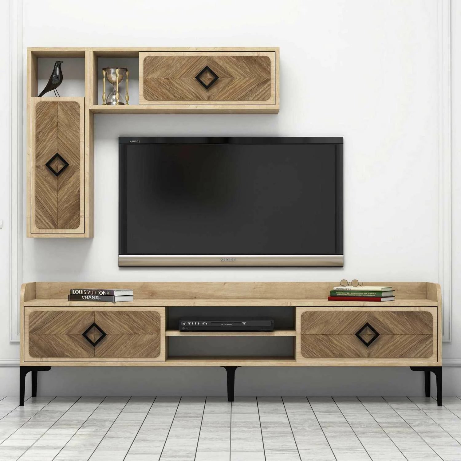 Komplet mobile për TV, ngjyrë lisi, Samba, Hanah Home