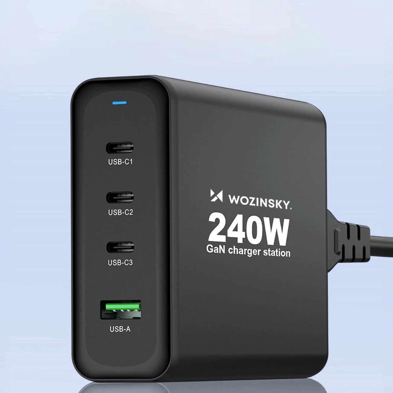 Karikues muri Wozinsky WGCSB, 240W, 3x USB-C, 1x USB-A, GaN, i zi Karikues muri Wozinsky WGCSB, 240W, 3x USB-C, 1x USB-A, GaN, i zi