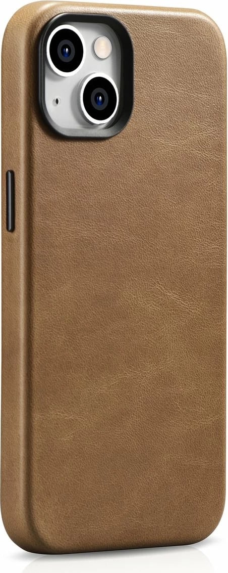 Mbështjellës iCarer Oil Wax Premium Leather Case për iPhone 14 Plus me MagSafe, Kafe