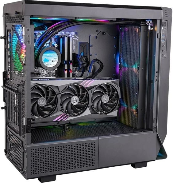 Kasë ftohje me ujë Thermaltake Toughliquid Ultra 420 RGB, 2.1" LCD, 3x ToughFan RGB 140mm