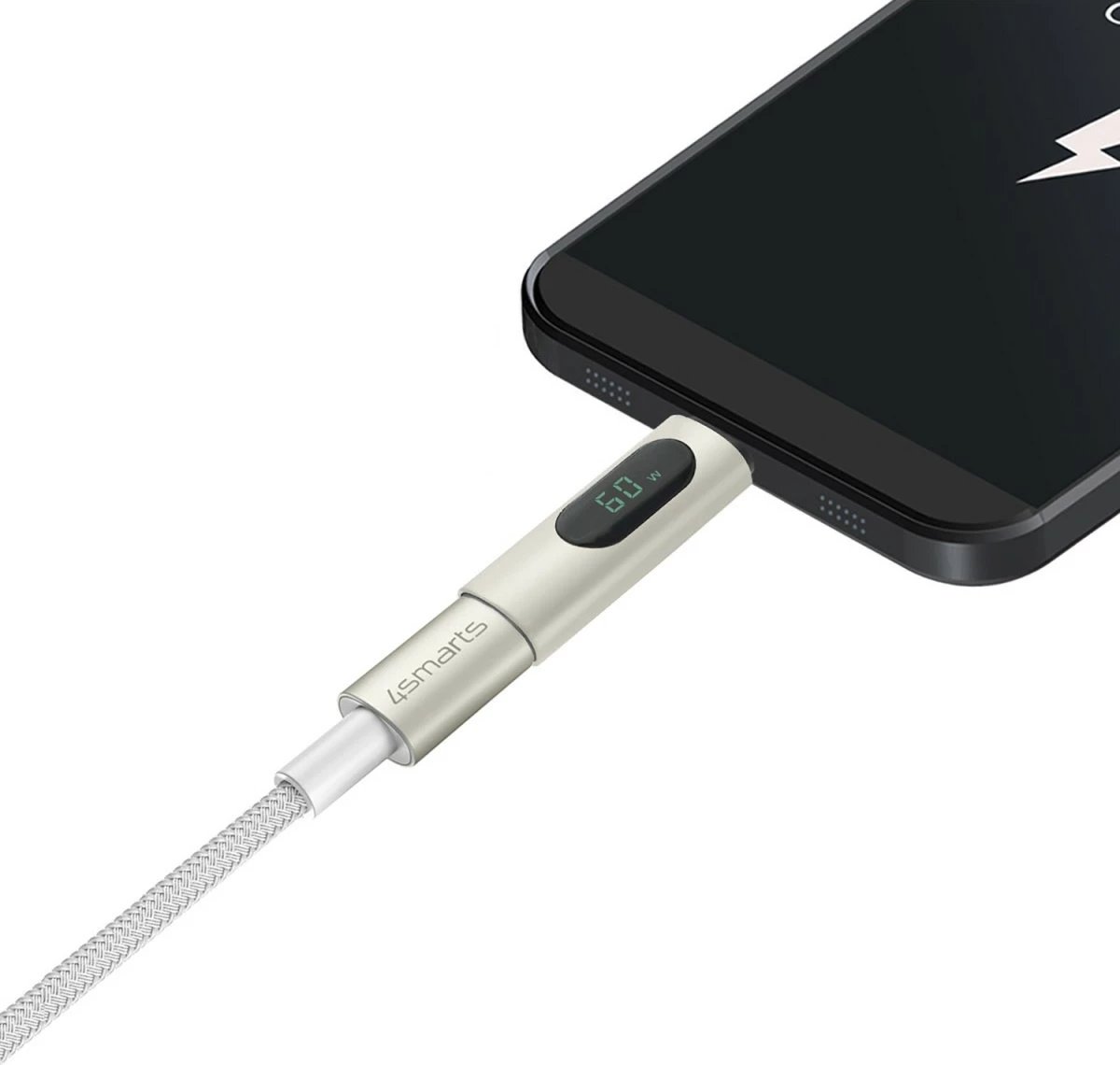 Kabllo USB-C 4smarts PremiumCord 3m, set 3 copë, 60W, najlon, e bardhë