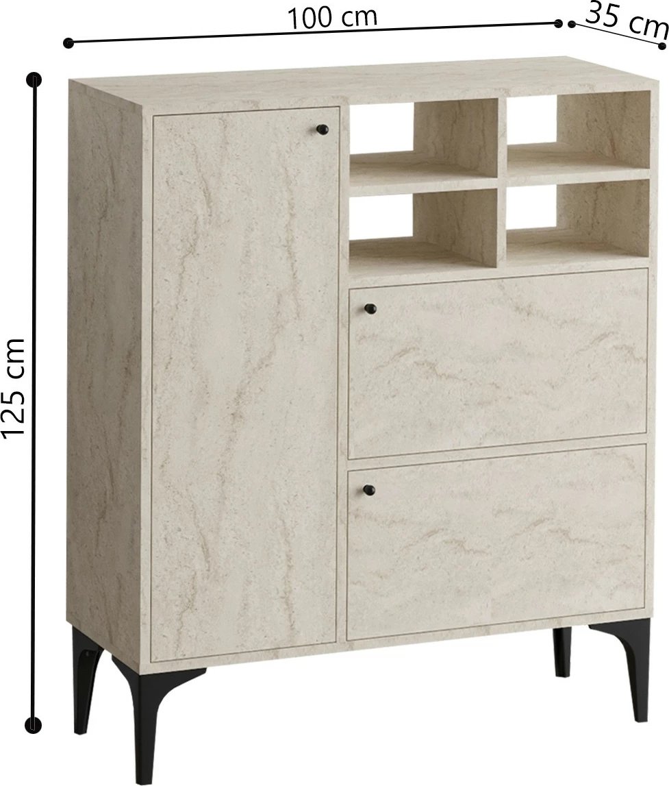 Konsolë Hanah Home, Ewa, ngjyrë travertine