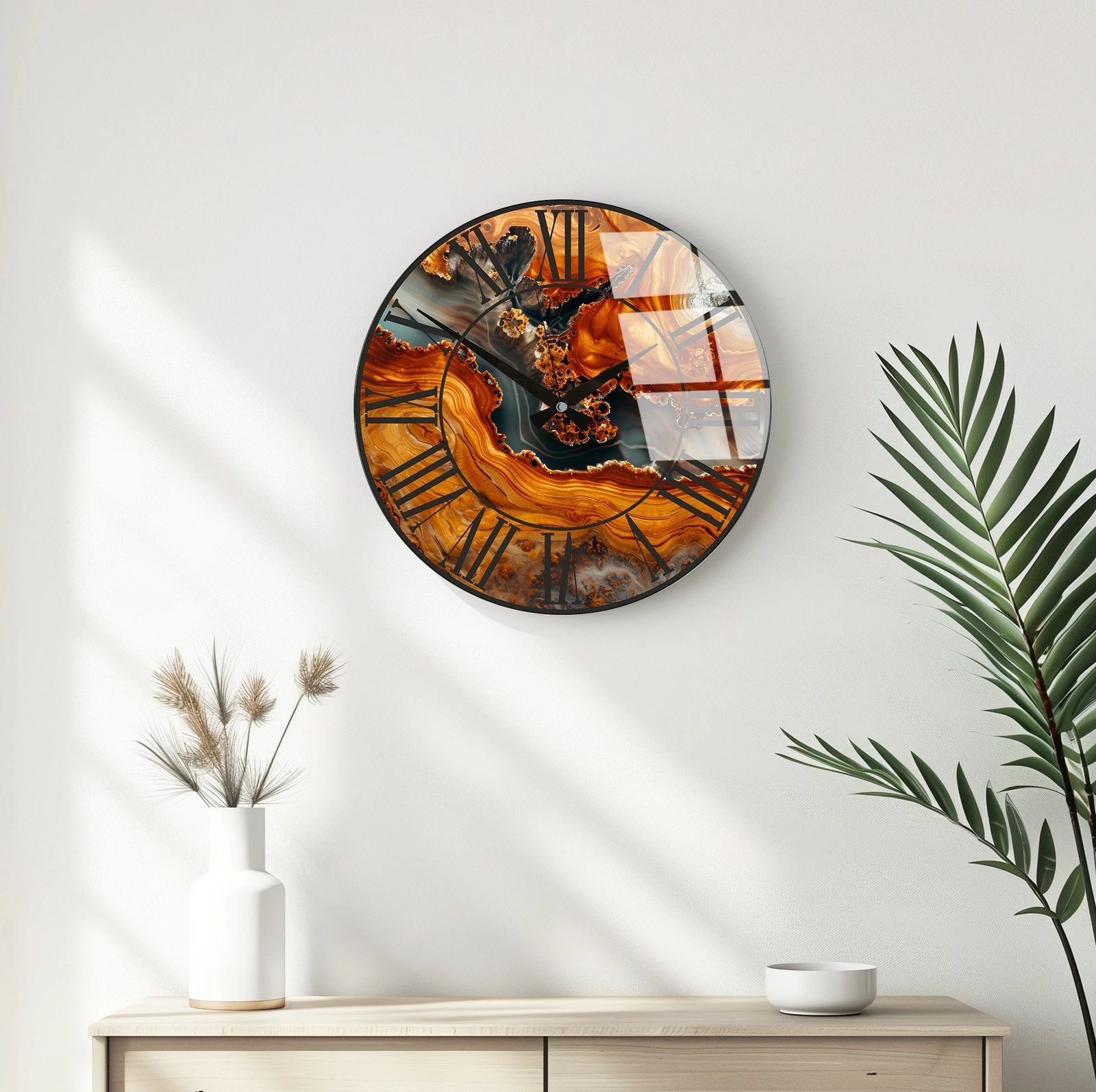 Orë muri dekorative prej xhami, shumëngjyrëshe, Wallity, Huhu329, 40x40cm