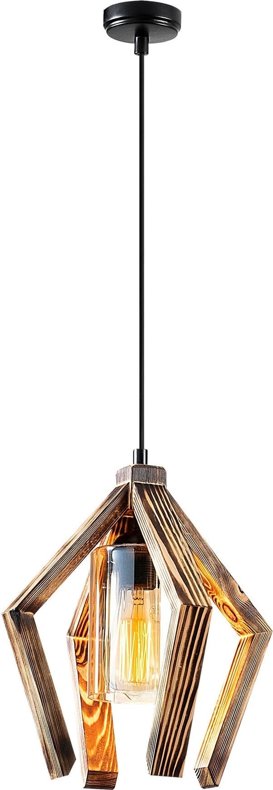 Llambë tavani prej druri, Opviq Erebos - 109-AV, e zezë, 28x28cm, lartësi 105cm