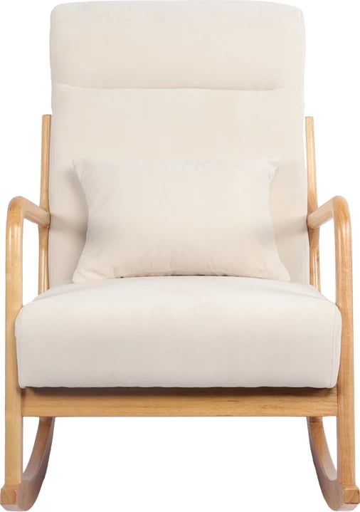 Karrige lëkundëse Edeldy, material krem, këmbë ngjyrë natyrale, 102x66x99cm