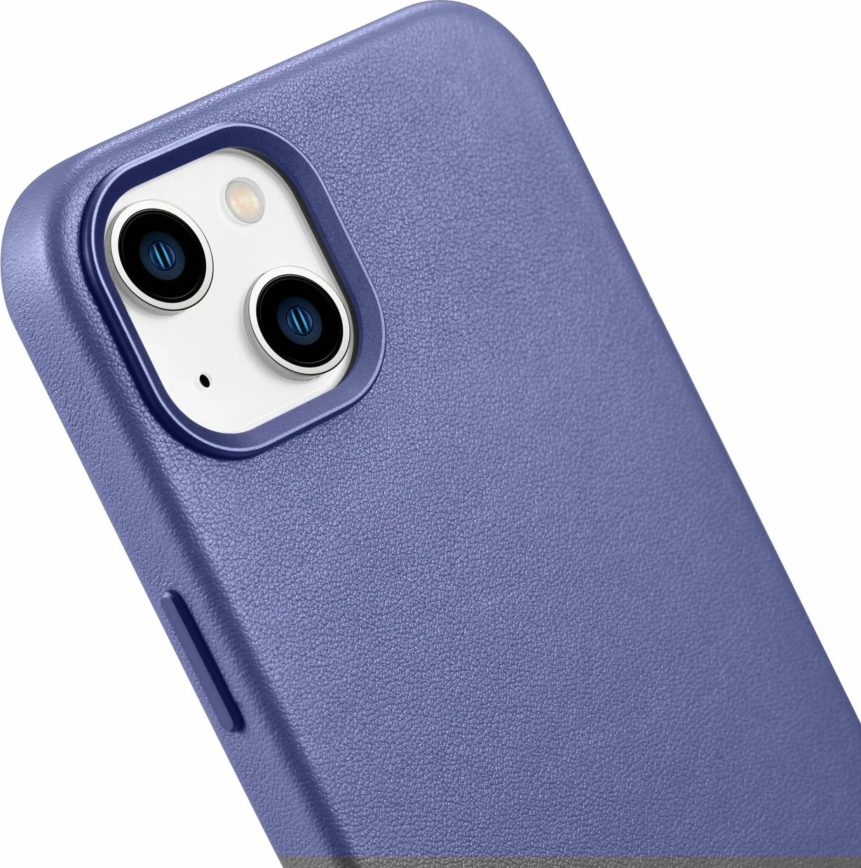 Mbështjellës iCarer për iPhone 14, lëkurë natyrale, MagSafe, vjollcë e çelët