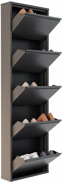 Kabinet këpucësh, metal, 5 pjesë, ngjyrë antracit, Skye Decor