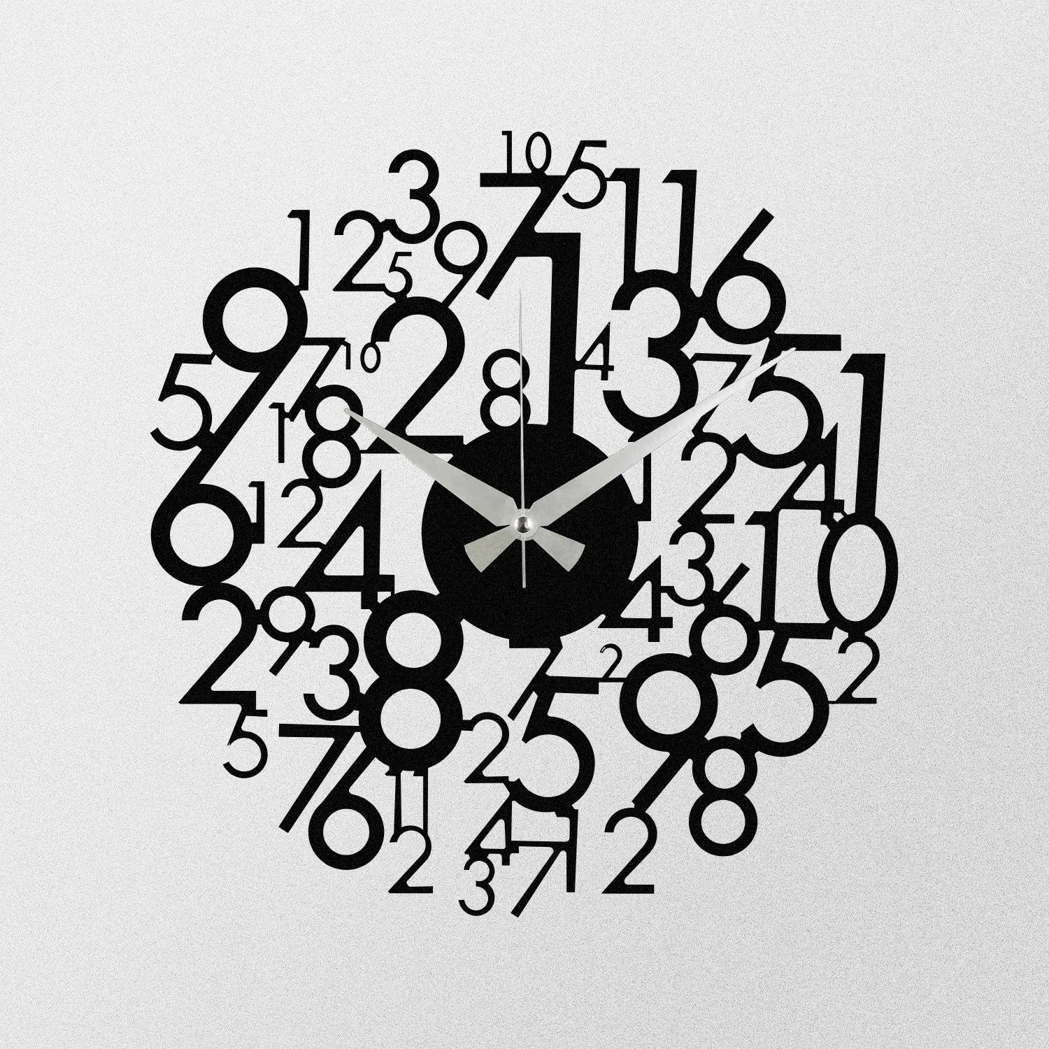 Orë muri dekorative prej metali, Wallity Enzoclock - S019, e zezë, 48x48cm