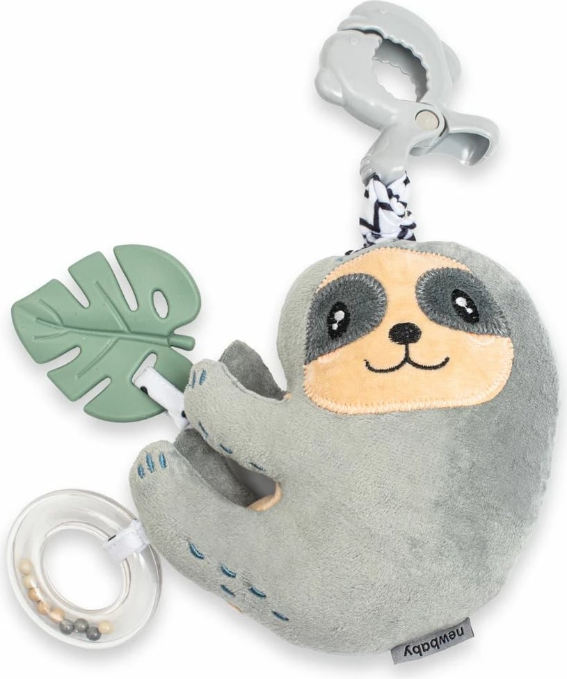 Lodër pelushi edukative me kuti muzike dhe kapëse, New Baby, Sloth, multingjyrëshe