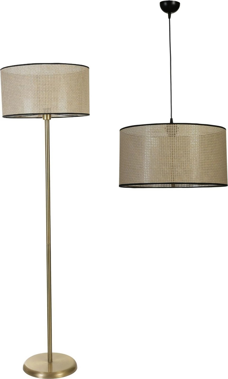 Set llambë tavani dhe llambë dyshemeje Opviq, 8873-6, ngjyrë ari dhe bezhë