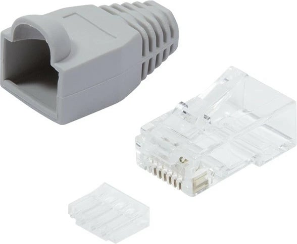 Lidhës RJ45 CAT.6 LogiLink MP0023, 100 copë, me mbrojtje, Gri