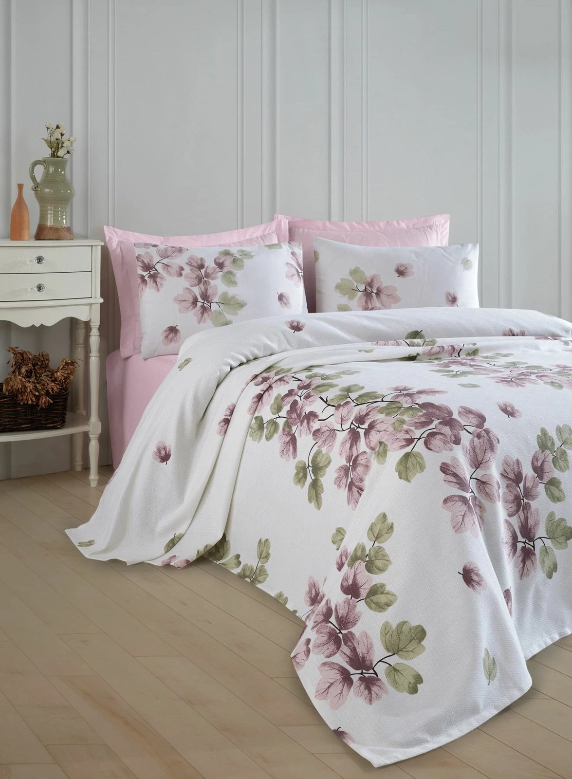 Set mbulesë krevati king, pambuk 100%, ngjyrë Dusty Rose, 240x220cm
