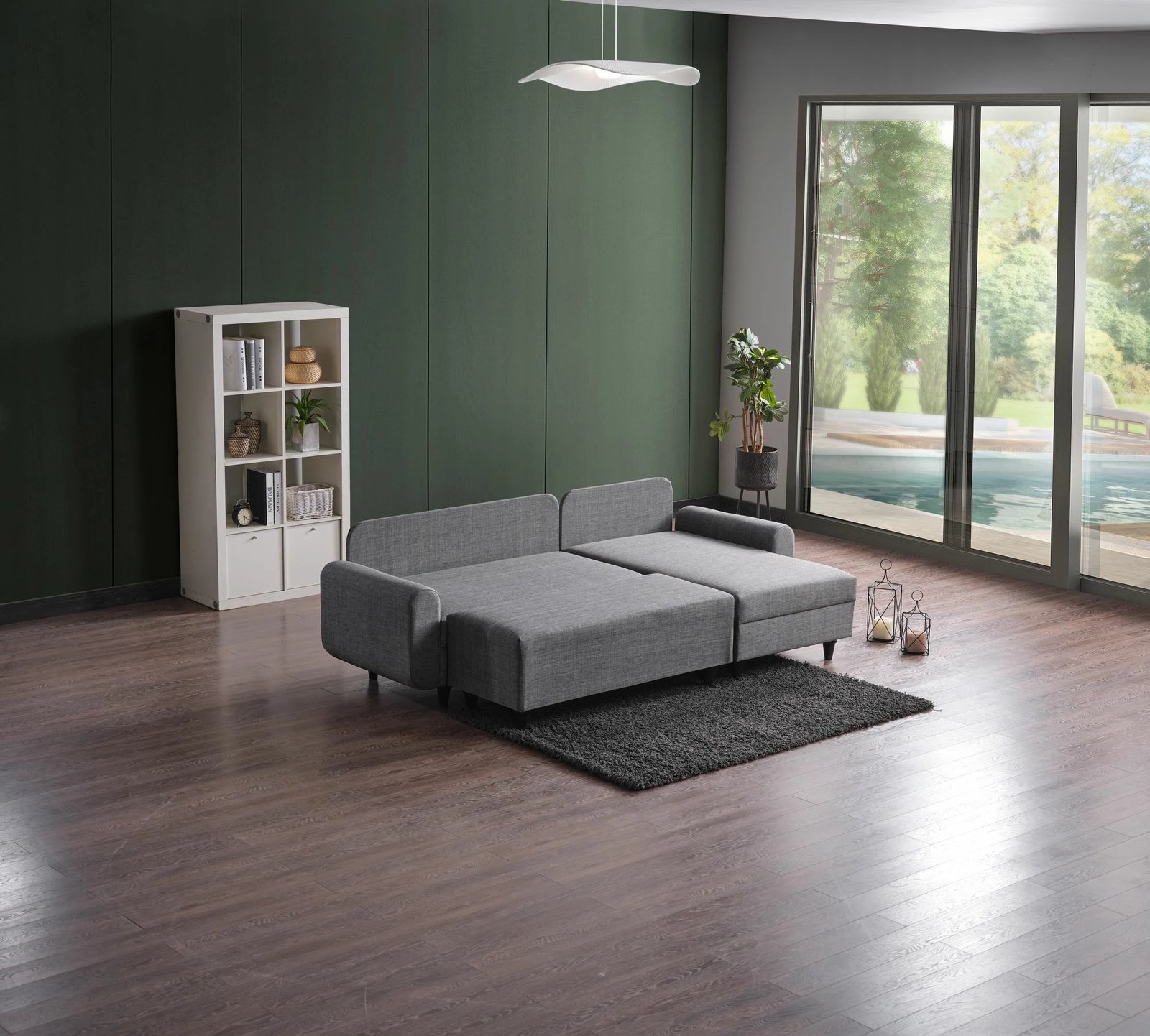 Kënd-sofë krevate Flavia, ngjyrë gri