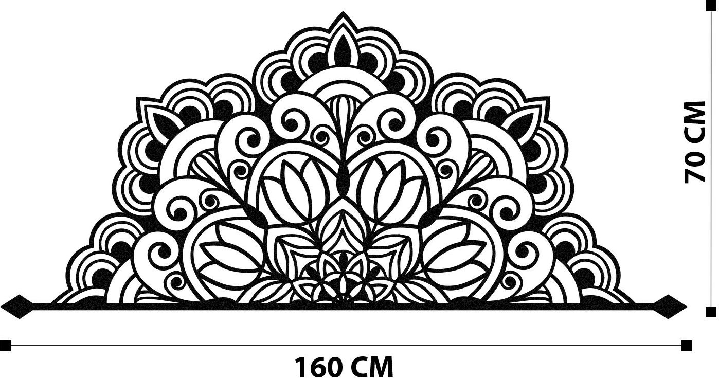 Aksesor dekorativ metalik për mur, Wallity Almero, ngjyrë e zezë, 160x70cm