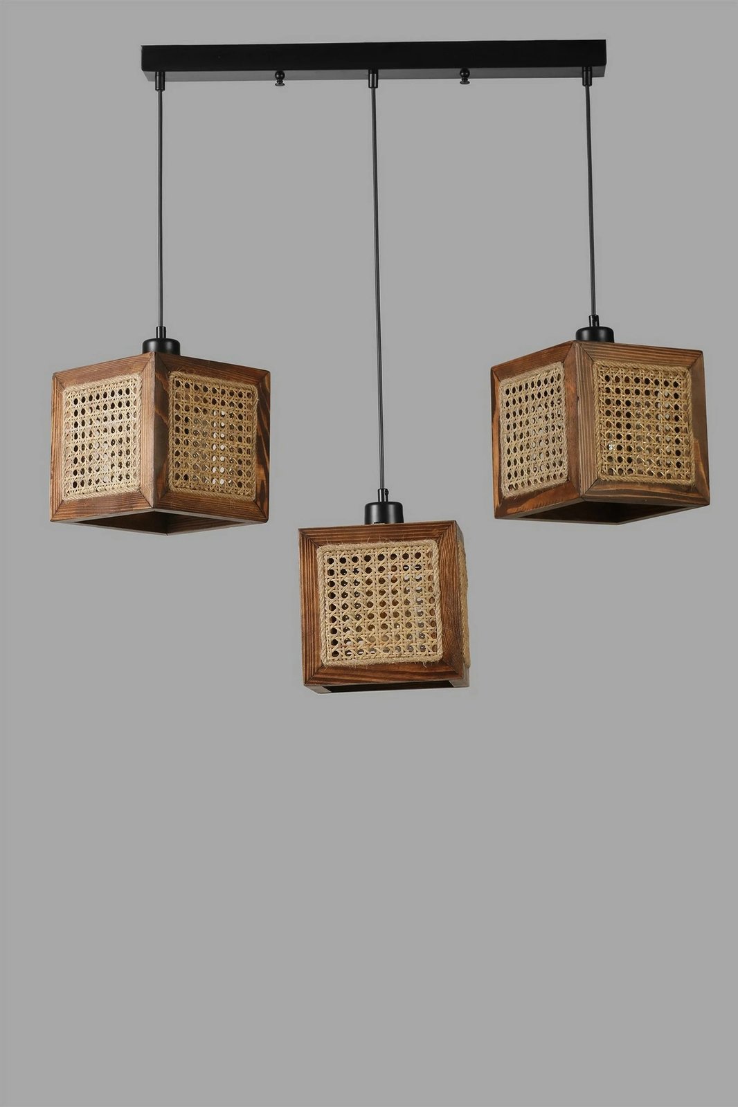 Llambë tavani Opviq, dru bredhi, kapak ratan, ngjyrë arre, 8700-5