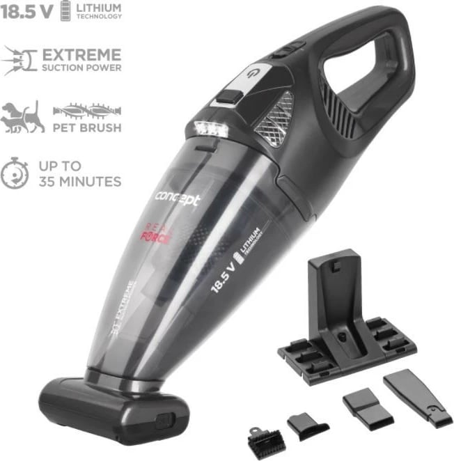 Fshesë dore Concept VP4380, pa kabllo, 0.45L, 18.5V, e zezë, me aksesorë Fshesë dore Concept VP4380, pa kabllo, 0.45L, 18.5V, e zezë, me aksesorë