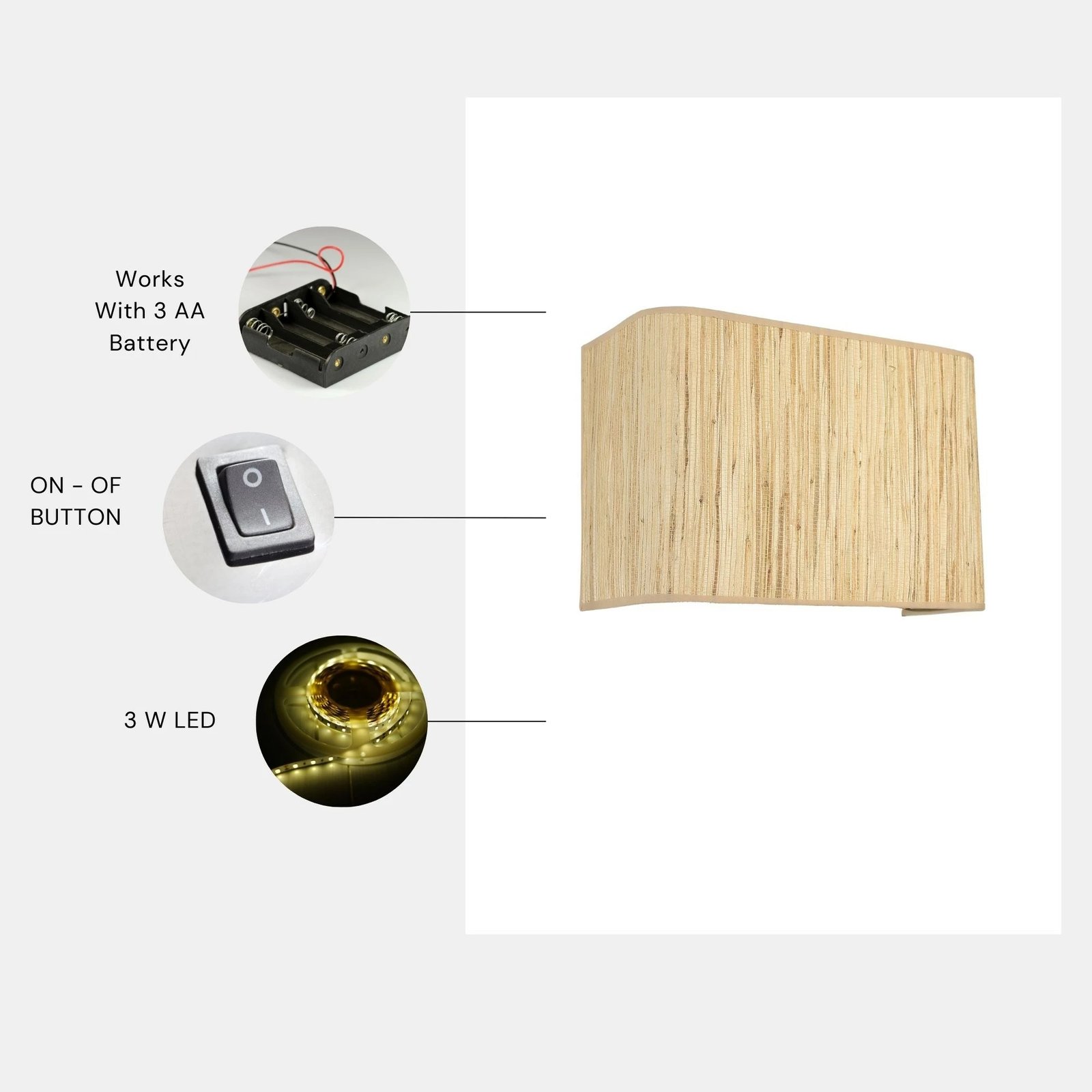 Llambë muri Opviq, bambu, 8861-7P