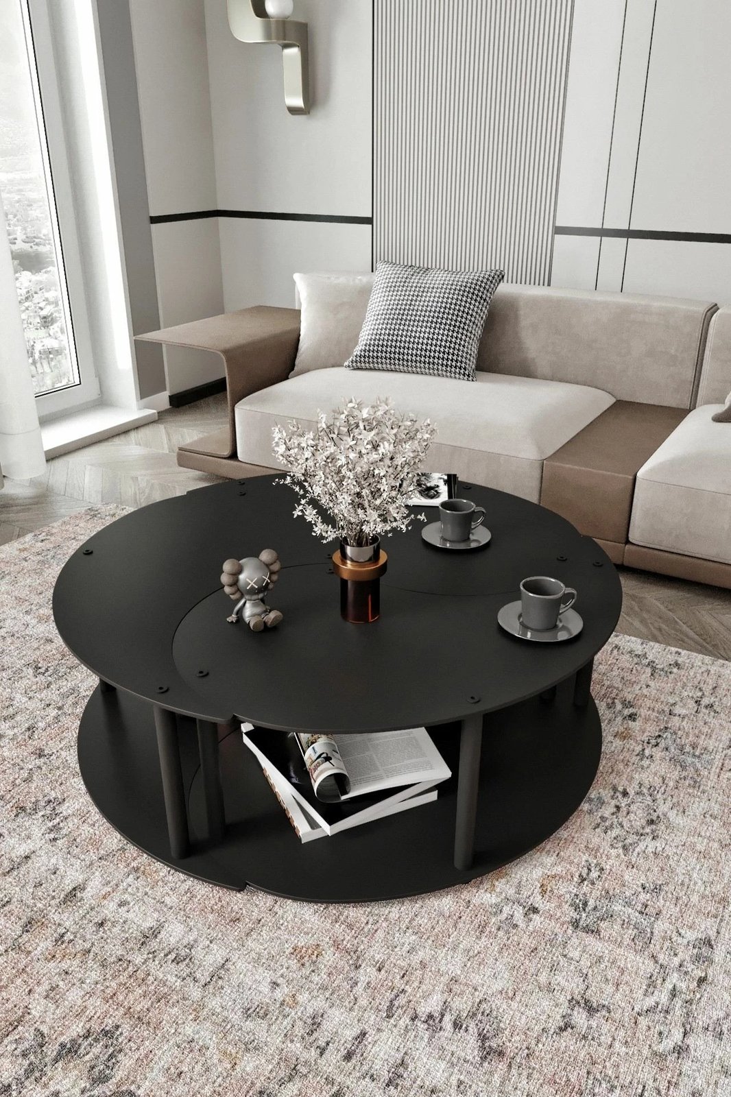 Set tavolinash kafeje Skye Decor, Yin Yang 3 copë, e zezë