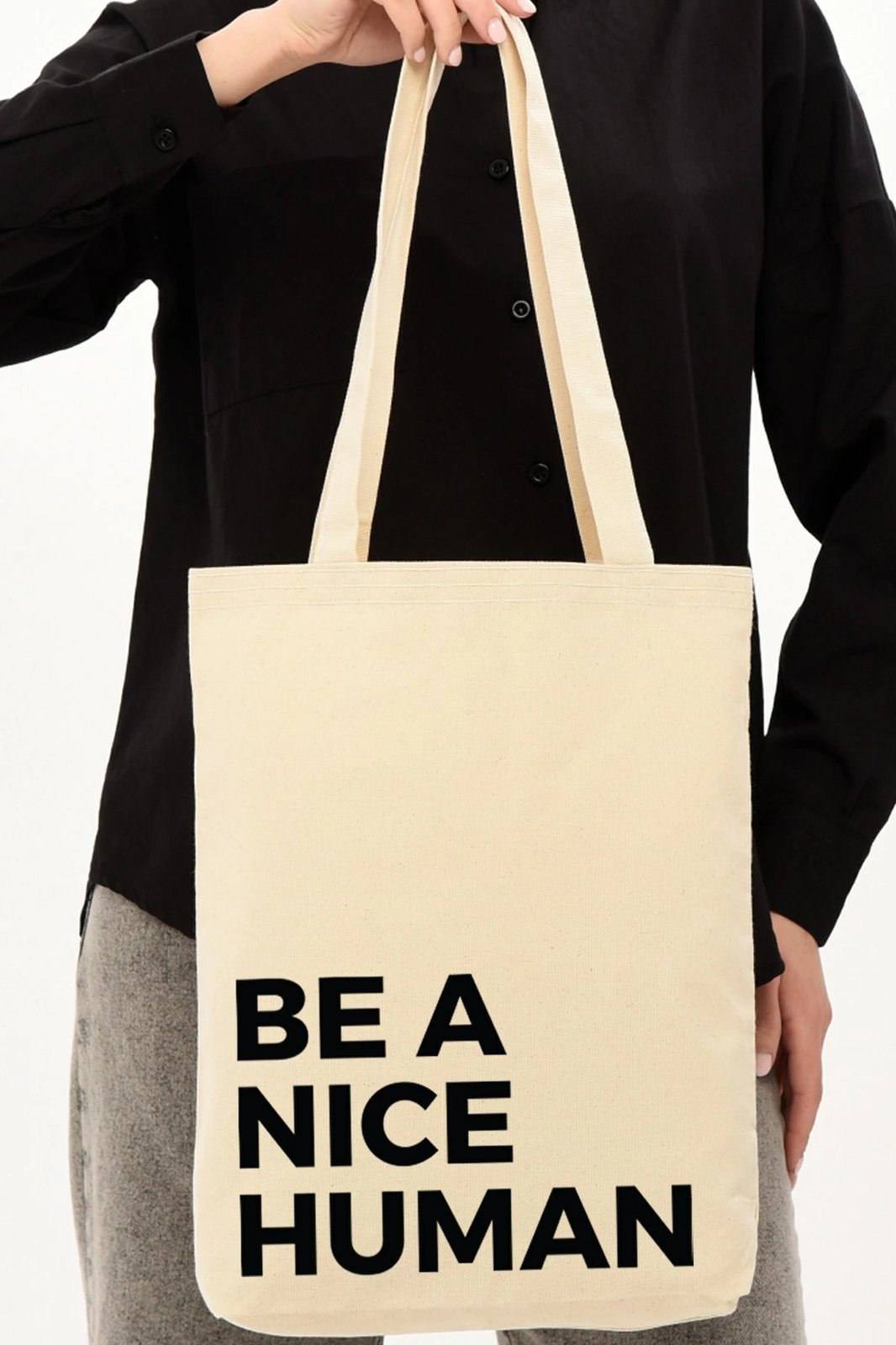 Qese tote Zoozie Bags, krem, 35x40x8cm