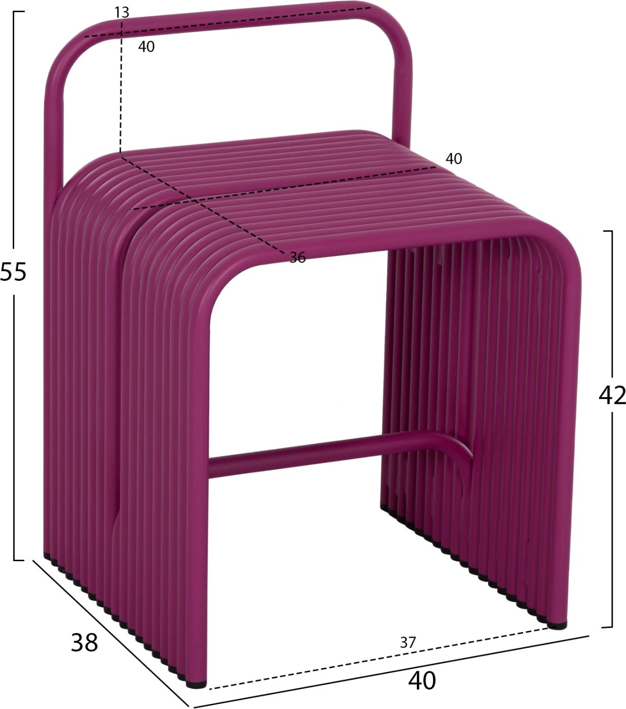 Karrige e ulët INTREPID, alumin, ngjyrë e purpurt, 40x38x55cm