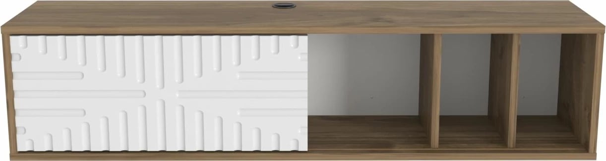 Komodë TV e varur Teo, ngjyrë arre dhe e bardhë, Skye Decor