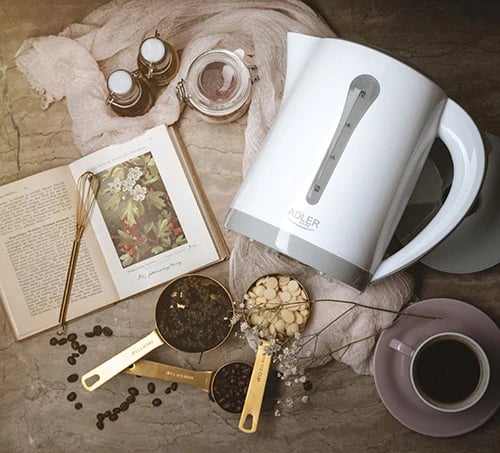 Çajnik elektrik, Adler AD 1244, 2.5 L, 2200 W, plastikë, i bardhë