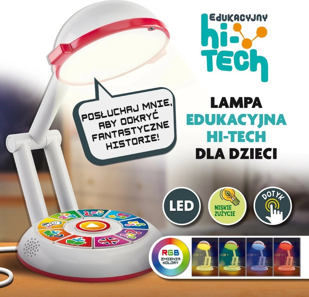 Set edukativ Lisciani Hi Tech My Learning Lamp, për fëmijë, me 95 kartela, LED, shumëngjyrëshe