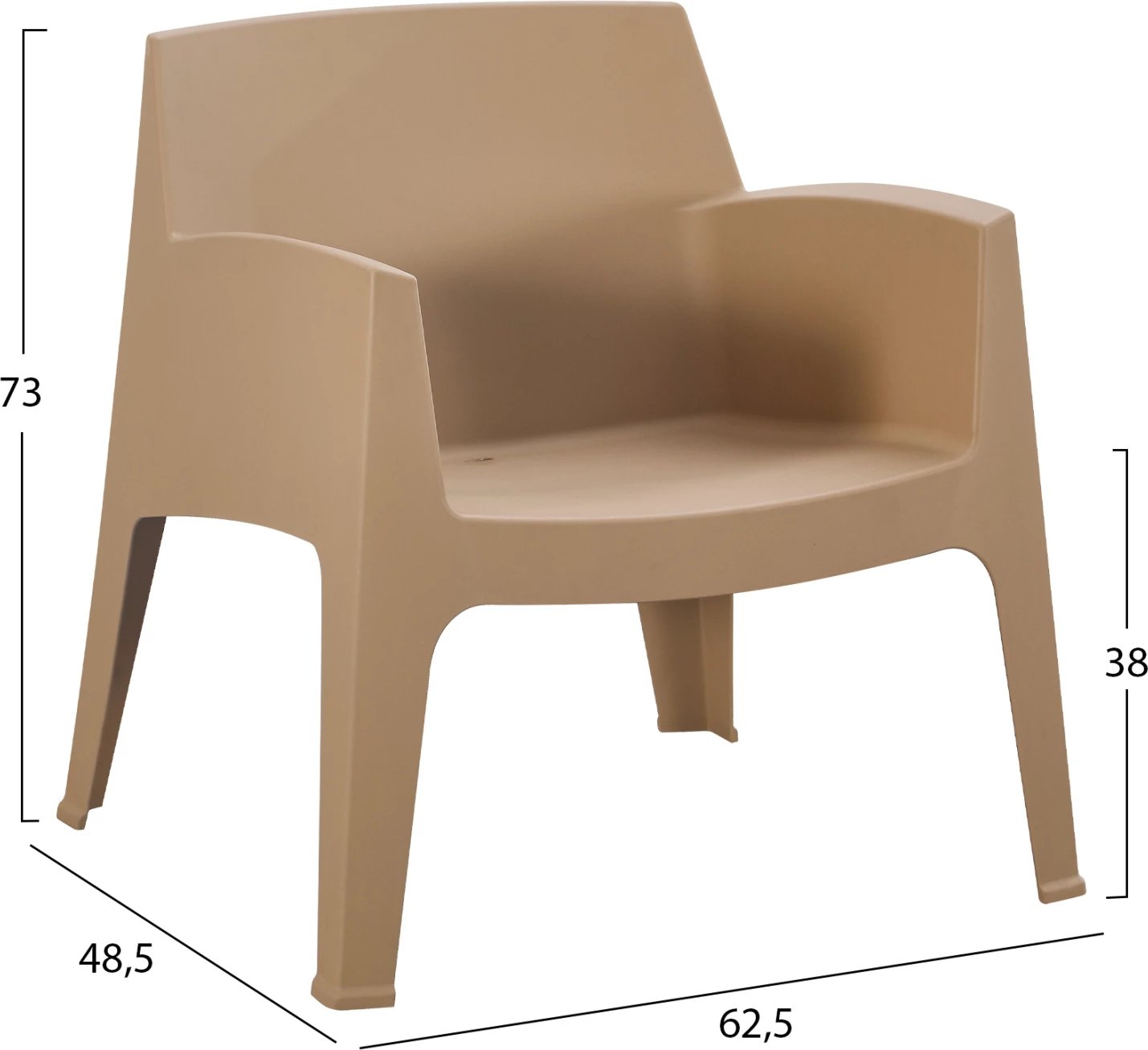 Karrige lounge polipropileni SLEEK, ngjyrë kapuçino, FH6365.03, 62.5x48.5x73cm