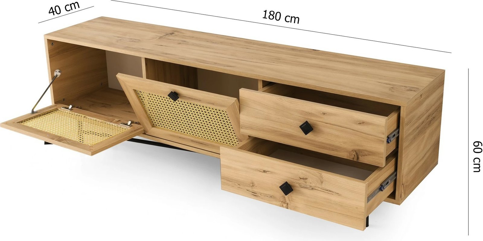 Komodë TV Hanah Home, Hapsiyas 180, ngjyrë lis dhe e zezë