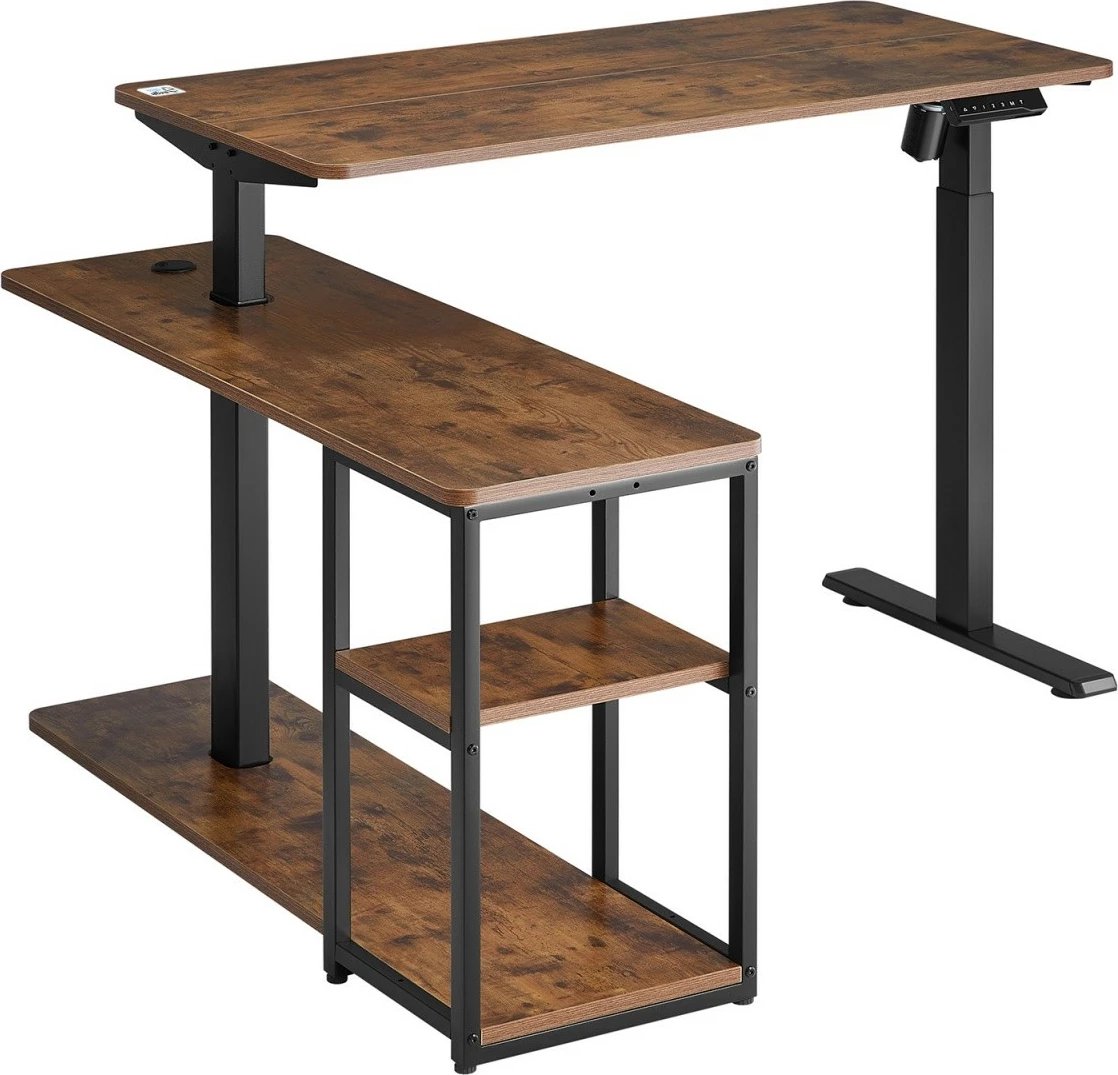 Tavolinë elektrike me rregullim lartësie Ergo Office ER-450, 120x60 cm, e zezë/maron